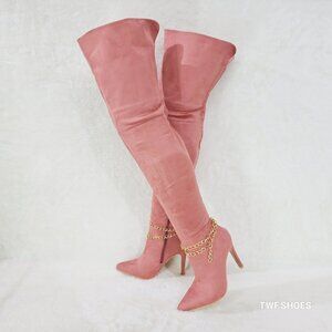Mata Shoes Pink Over the Knee Boots